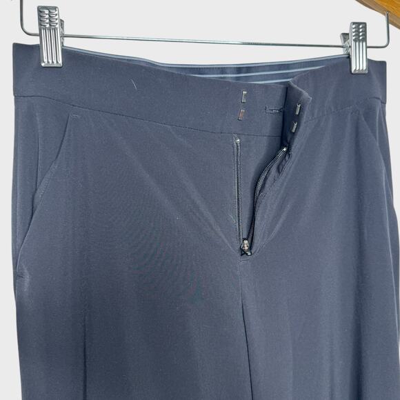 Athleta Size 2 Black Tribeca Wide Leg Crop Pants Snap Split Hem Athleisure Zip - Picture 4 of 11
